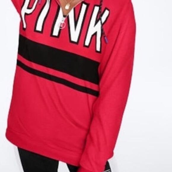 PINK Victoria's Secret Tops - PINK Victoria's Secret Red and Black Sweatshirt